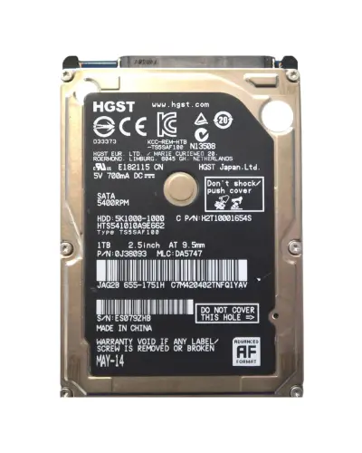 Жорсткий диск HGST Travelstar 5K1000 1Tb 5400 об/хв 6 Gbit/s (HTS541010A9E662)