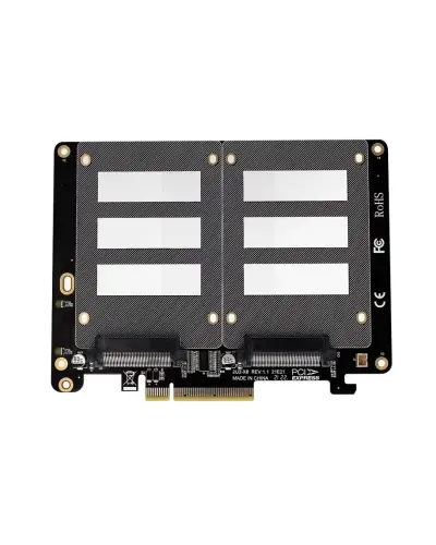 Адаптер JEYI PCIe 4.0 to 2x U.2 NVMe Adapter Card x4/x8/x16 (2U2X8 / 2U2-X8)