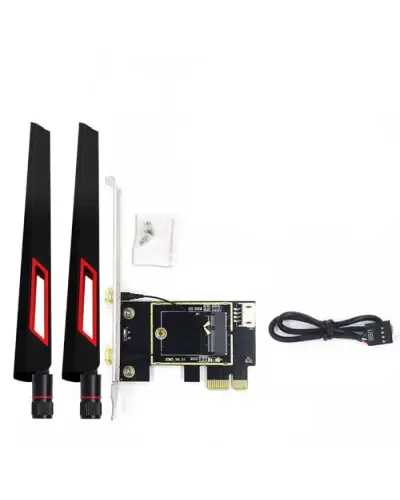 Комплект WiFi антенны 10Dbi 20cm Black / Red + PCIe x1 Card