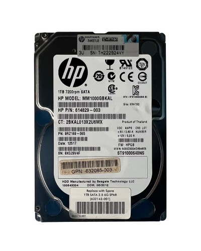 Жесткий диск HPE-Seagate 1Tb 7200 об/мин 6 Gbit/s (614829-003 / ST91000640NS)