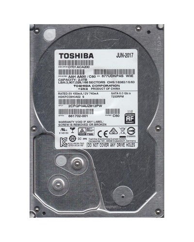 Жесткий диск Toshiba 2Tb 7200об/мин SATA 3 (DT01ACA200)