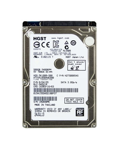 Жесткий диск HGST Travelstar 5K1000 500Gb 5400 об/мин 3 Gbit/s (HTS541050A9E680)