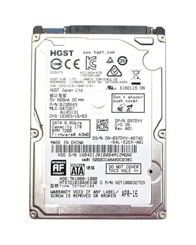 Жесткий диск HGST Travelstar 7K1000 1Tb 7200 об/мин 6 Gbit/s (HTS721010A9E630)