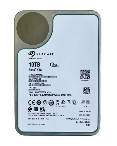 Жорсткий диск Seagate Exos X18 10Tb 7200 об/хв SAS 12 Gbit/s Recertified Product (ST10000NM015G)  