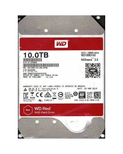 Жорсткий диск Western Digital NAS Red 10Tb 5400об/хв SATA 3 (WD100EFAX)