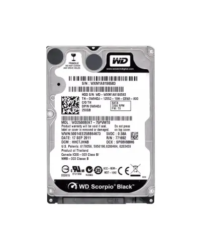 Жесткий диск Western Digital Scorpio Black 250Gb 7200 об/мин (WD2500BEKT)