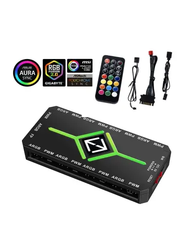 Контролер ALLOYSEED 3-pin ARGB и вентиляторів 4-pin PWM Black Контролер ALLOYSEED 3-pin ARGB и вентиляторів 4-pin PWM Black