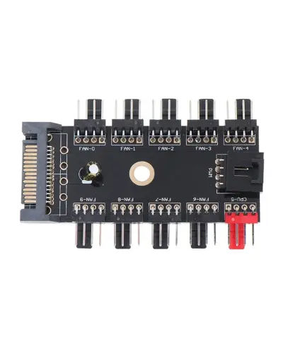 Контролер 4 Pin 10 x Cooler Fan hub SATA (Black)