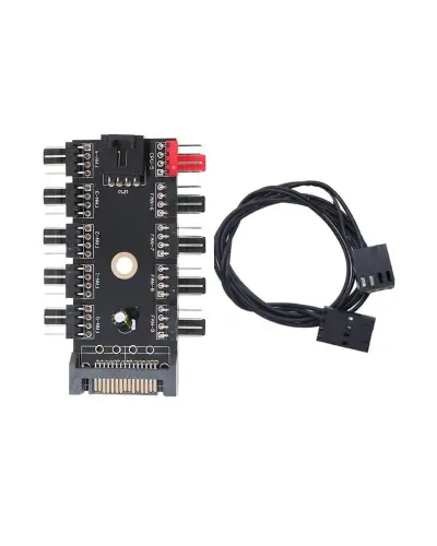 Контролер 4 Pin 10 x Cooler Fan hub SATA (Black)