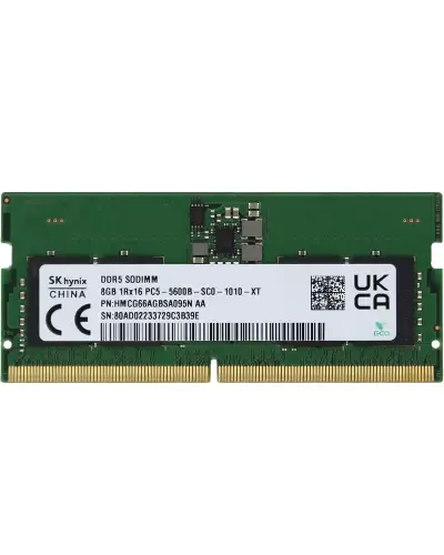 Оперативна пам'ять SK Hynix 8Gb DDR5-5600 PC5-44800 (HMCG66AGBSA095N) SODIMM Non-ECC Small Outline