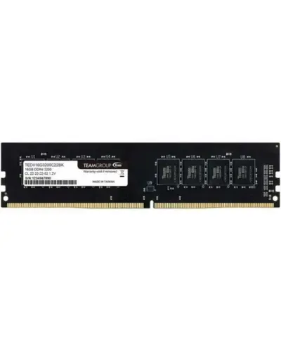 Оперативная память TEAMGROUP 16Gb DDR4-3200 PC4-25600 (TED416G3200C22BK) UDIMM Non-ECC Unbuffered