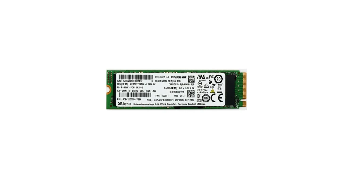 Накопитель SSD SK Hynix PC611 1Tb NVMe M.2 Gen3x4 (HFS001TD9TNI
