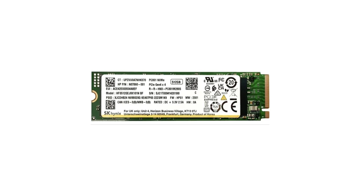 Накопитель SSD SK Hynix 512Gb NVMe M.2 Gen4x4 (HFS512GEJ9X101N