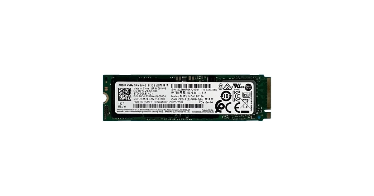 SAMSUNG 512GB 63時間 正常 M.2 NVMe PCIe SSD Накопитель SSD Samsung PM981 512Gb NVMe M.2 Gen3x4 (MZ-VLB512A