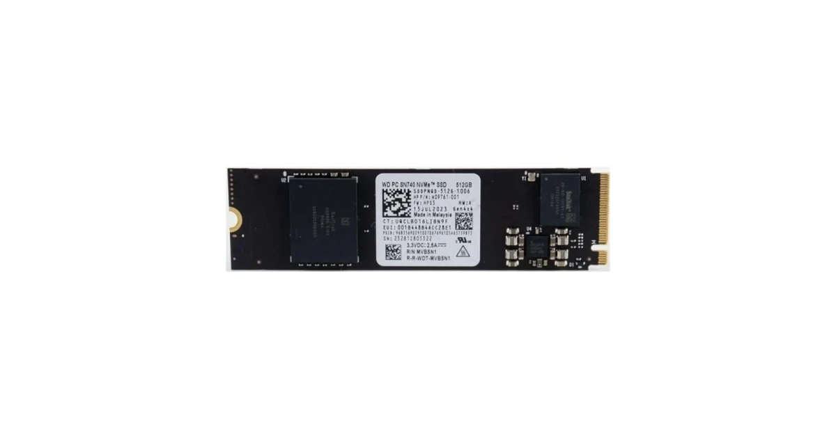 Накопитель SSD WD SN740 512Gb NVMe M.2 Gen4x4 (SDDPNOD-5126-1006