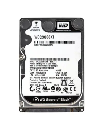 Жесткий диск Western Digital Black 320Gb 7200 об/хв 6 Gbit/s (WD3200BEKT)